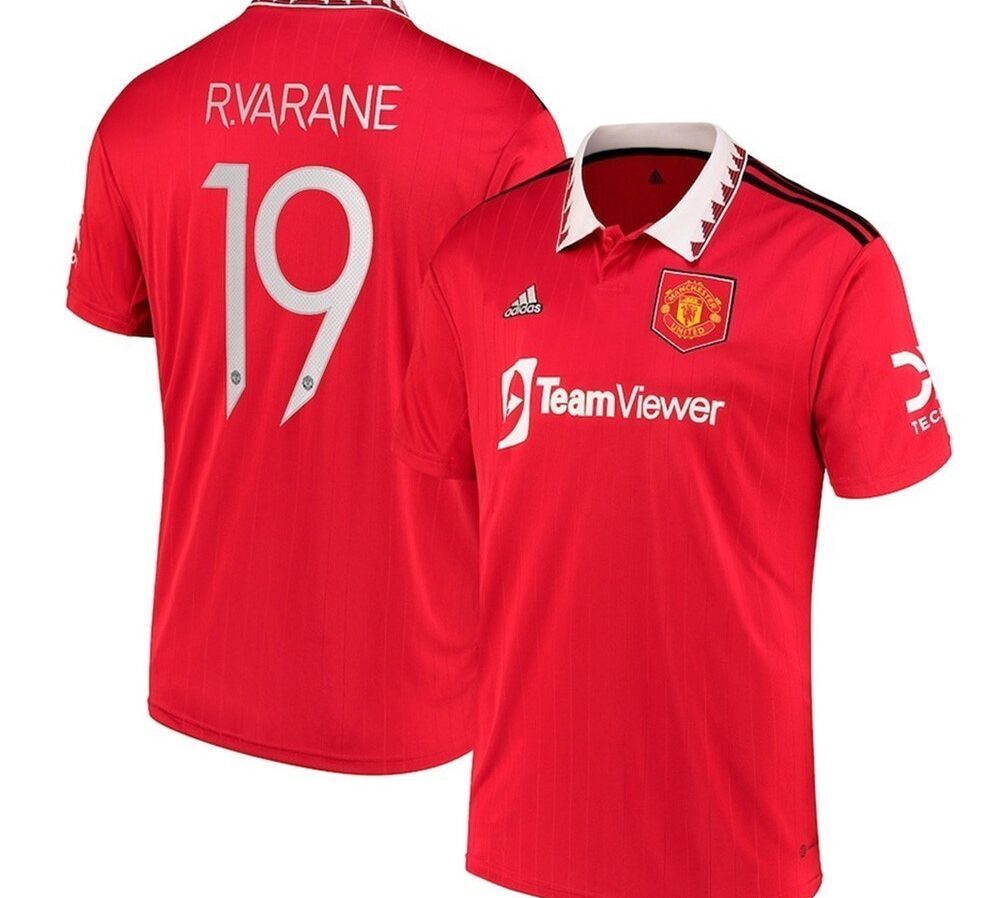 MAILLOT MANCHESTER UNITED DOMICILE VARANE COUPE D'EUROPE 2022-2023